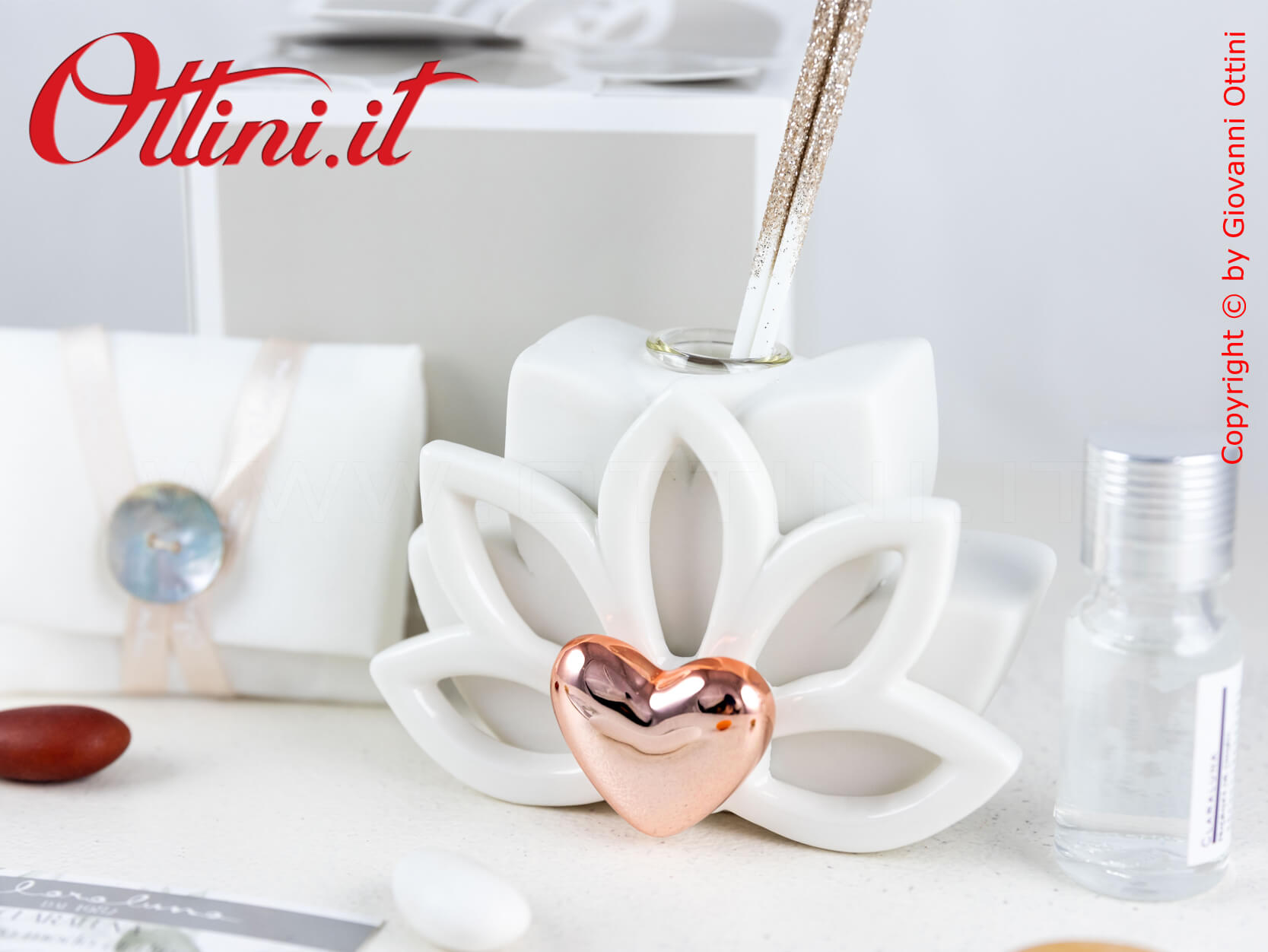 23151 Profumatore Fior di Loto con Cuore Oro Rosa Claraluna - immagine 3