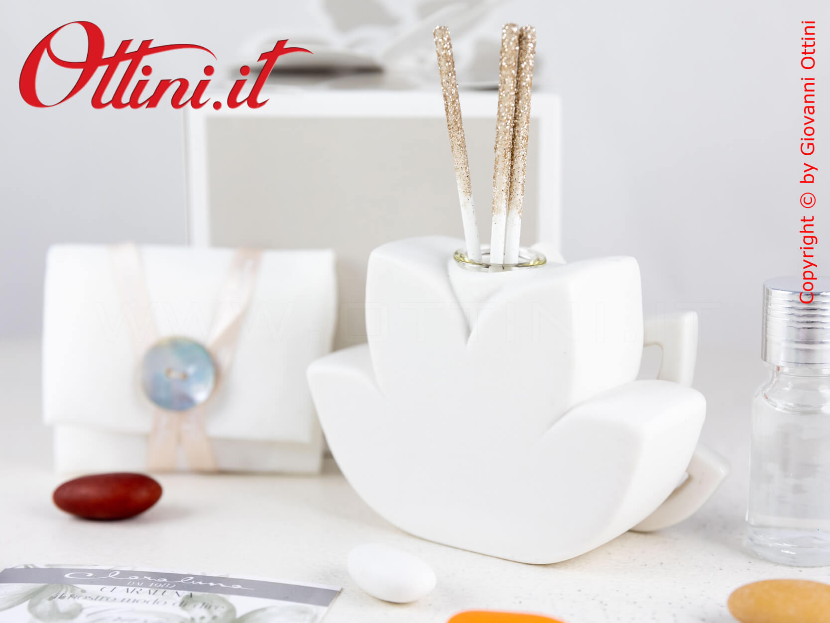 23151 Profumatore Fior di Loto con Cuore Oro Rosa Claraluna - immagine 4