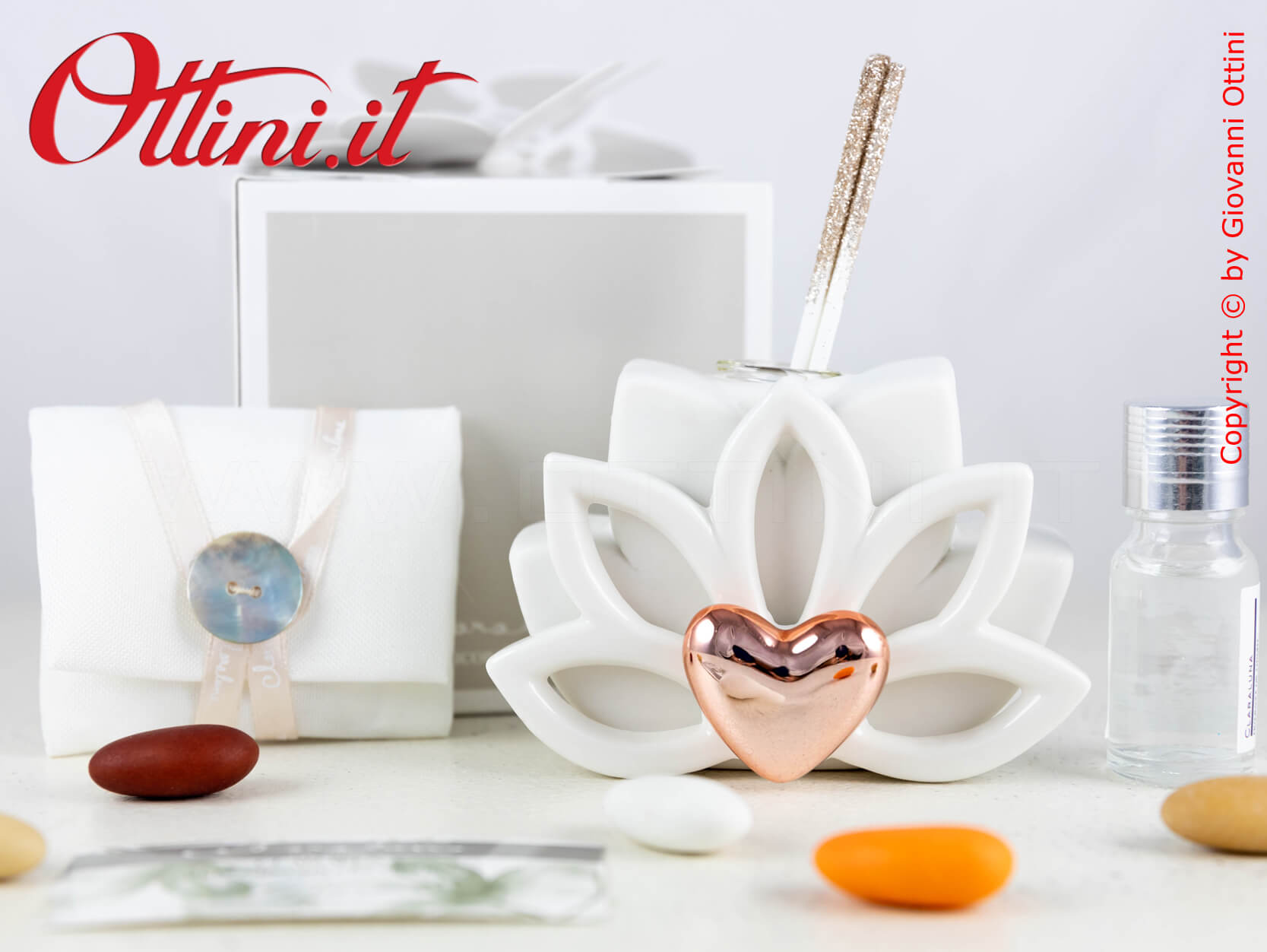 23151 Profumatore Fior di Loto con Cuore Oro Rosa Claraluna - immagine 6