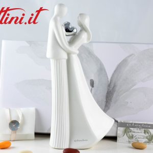 23204 Coppia Alta Innamorati in Piedi Con Cuore Argento Claraluna