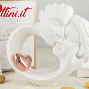 Statua Coppia Innamorati Cuore Oro Rosa – 24174 Claraluna