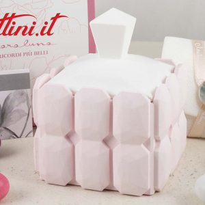 Scatolina Quadrata gesso Rosa e Bianco – 24366 Claraluna