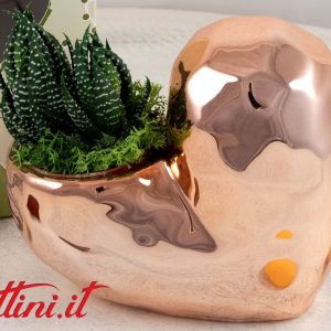 Vaso Cuore Oro verticale con Piantina- 25141P Claraluna