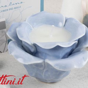 Rosa Porcellana Azzurra con Candela – 25221 Claraluna