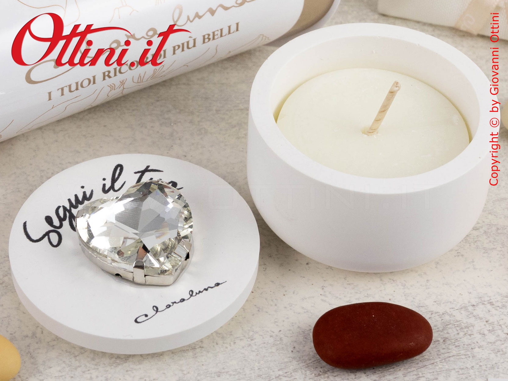 Candela in Gesso Cuore Silver – 25329CAND Claraluna