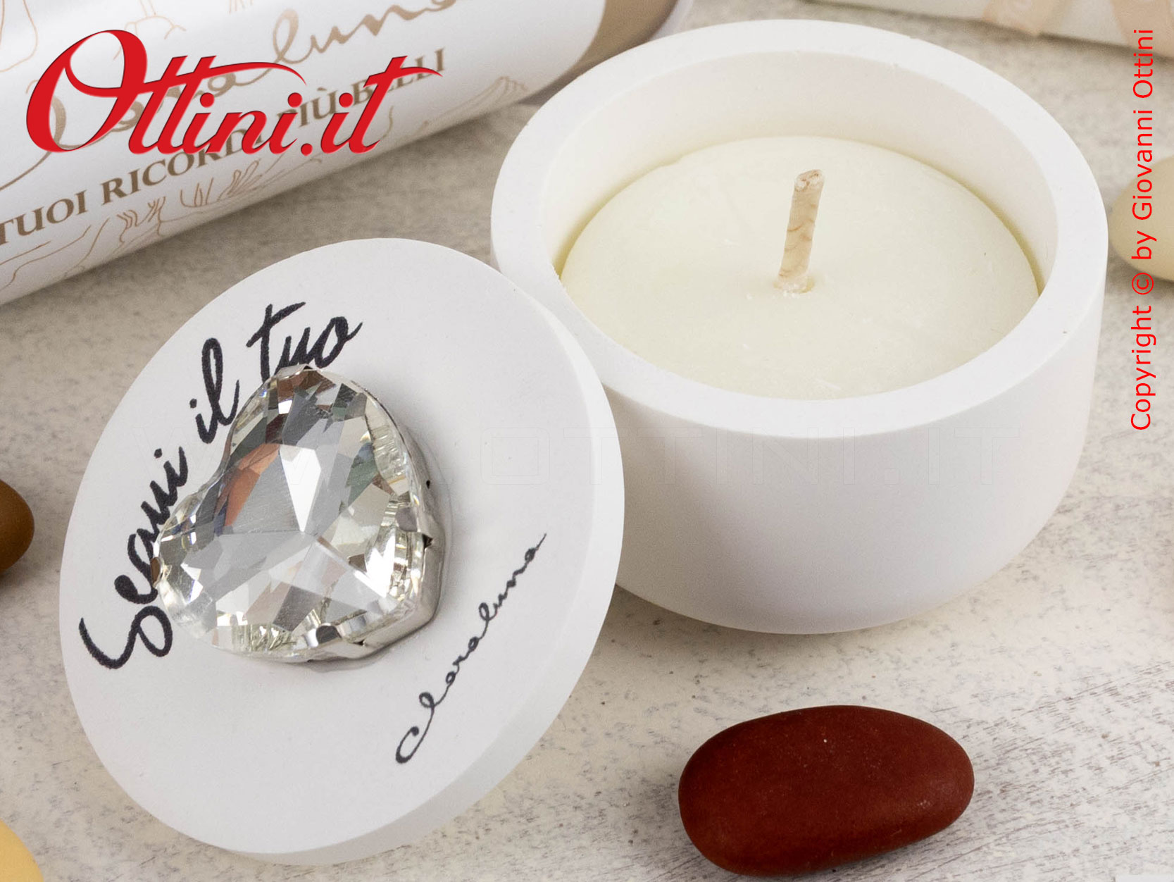 Candela in Gesso Cuore Silver – 25329CAND Claraluna - immagine 2