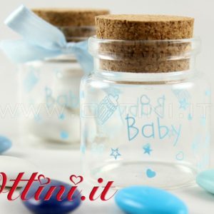 Barattolo Vetro Tondo Stampa Baby Cielo Tappo in Sughero