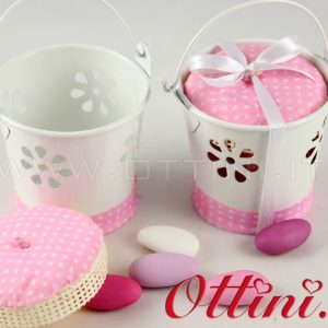 Secchiellino Metallo Cestus Rosa con Coperchio