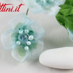 Rosellina Organza Celeste con Pistilli