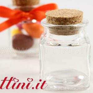 Barattolo Vetro Cubo con Tappo in Sughero 50ml Set 36 Pz