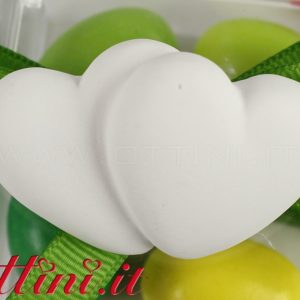 Decorazione Gessetto Coppia Cuori Bianchi