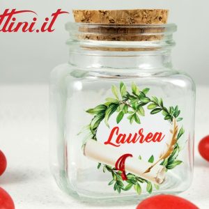 Barattolo Laurea in Vetro con Tappo Sughero – 80 ml