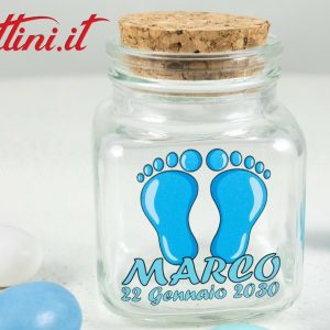 Barattolo Piedini Maschio/Femmina con Nome e data  – 80 ml