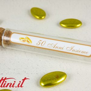Tubo in Vetro con Tappo in Sughero Nozze d’Oro 50 Anni Insieme