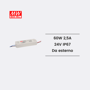 Mean Well lpv-60-24 alimentatore 60w 24V classe II 2.5a ip67