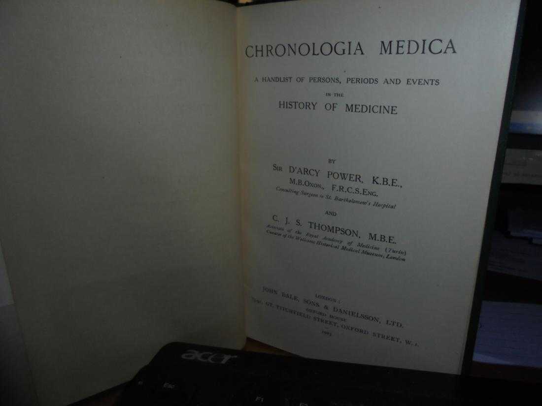 CHRONOLOGIA MEDICA a handlist of person, periods..of Medicine. D’ ARCY POWER 1923 - immagine 5