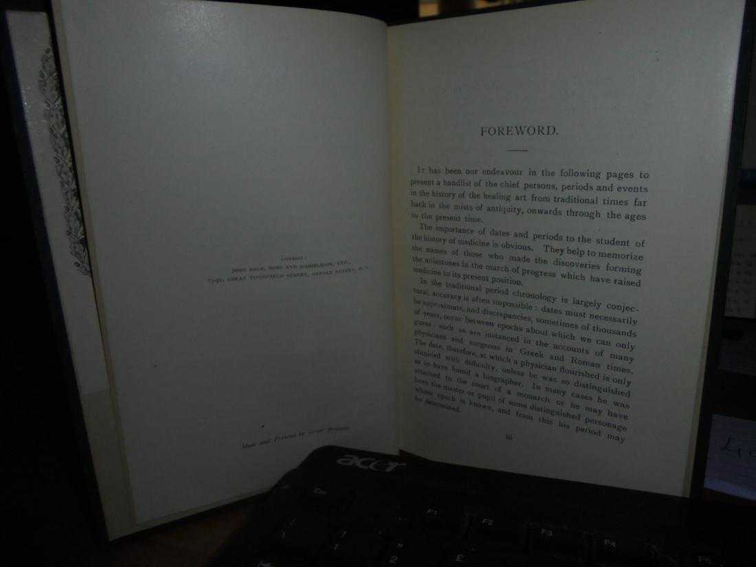 CHRONOLOGIA MEDICA a handlist of person, periods..of Medicine. D’ ARCY POWER 1923