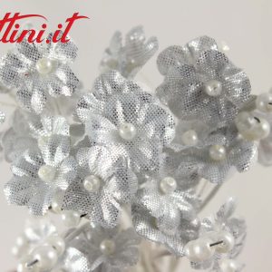 Composizione Fiorellini Argento Lamè