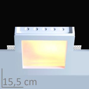 Porta faretto da incasso in gesso a scomparsa quadrato con plexiglass per faretti CSF090