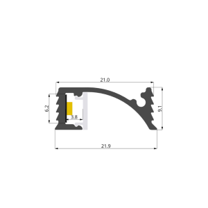 Profilo in alluminio da incasso 21x9mm