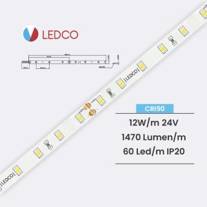 Ledco sl60 striscia led monocolore 2835 5 metri 12 W/M 24V 60 Led/M ip20