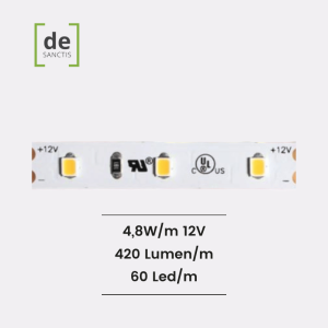Striscia led monocolore 2835 4,8W/M 12V 60 Led/m IP20 – De Sanctis Light & Design
