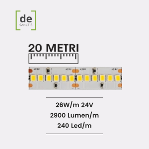 Striscia led monocolore 2835 26W/M 24V 240 Led/m IP20 – De Sanctis Light & Design