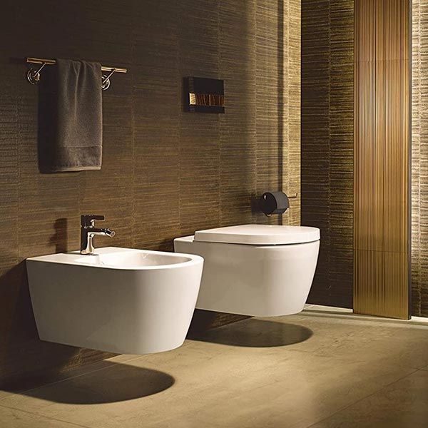 DURAVIT – SANITARI SOSPESI ME BY STARCK VASO WC RIMLESS + SEDILE RALLENTATO + BIDET MONOFORO - immagine 2