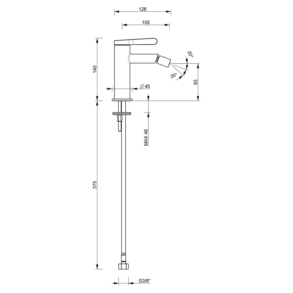 Fantini – Miscelatore Bidet Monoforo Torino senza scarico finitura Cromo 5802L908WF - immagine 2