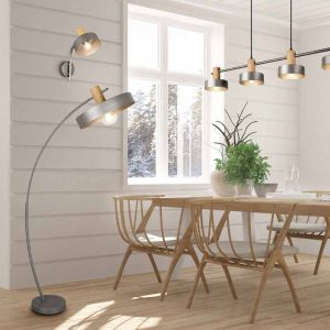 Applique Led Gaya in acciaio anticato e legno diffusore orientabile D. 15cm H. 32cm E14- Trio Lighting