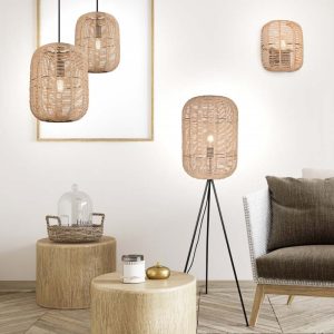 Applique Led Runa in metallo con diffusore in sisal L. 23cm H. 27cm E27- Trio Lighting