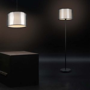 Piantana Led Burton paralume con diffusore esterno traforato nero E27 H. 150 cm- Trio Lighting