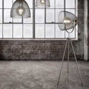 Lampada da terra Led Ivar cupola in rete di metallo D. 69cm H. 186cm E27- Trio Lighting