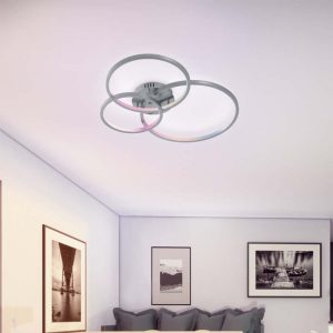 Plafoniera Led Aaron 3 anelli in metallo RGB tecnologia Wiz e telecomando multifunzione 36,5W – Trio lighting