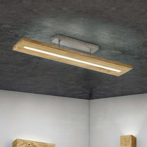 Plafoniera Led Brad rettangolare in legno dimmerabile tramite interruttore 27W- Trio Lighting