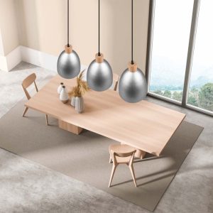 Lampada a sospensione Led Jagger cono in metallo e legno D. 25cm H. 150cm E27- Trio Lighting