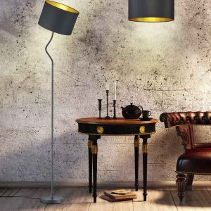 Lampada da terra Led Hostel paralume interno oro con diffusore orientabile H.156 cm E27 – Trio Lighting