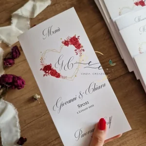 menu nozze con rose rosse