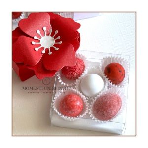 Scatolina degustazione 5 confetti Laurea con Fiore 3D