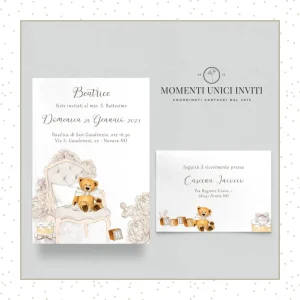 Partecipazione con Orsacchiotto Battesimo – Teddy 13X18 + busta